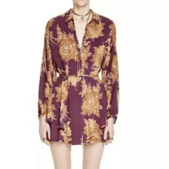 Free people plum floral tunic button dress - Picture 5 of 6